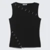 Slim Pierced Seam Sleeveless Top – Black Slim Pierced Seam Sleeveless Top – Black