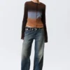 Slim Printed Long-Sleeved Top – Dark Brown Gradient Slim Printed Long-Sleeved Top – Dark Brown Gradient