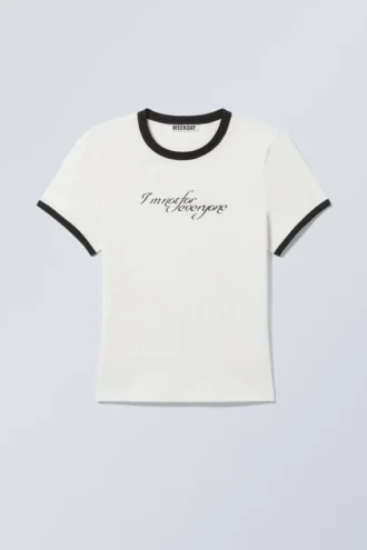 Slim Printed Short-Sleeved T-Shirt – White – Not for Everyone