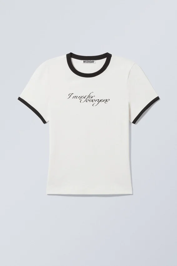 Slim Printed Short-Sleeved T-Shirt – White – Not for Everyone Slim Printed Short-Sleeved T-Shirt – White – Not for Everyone