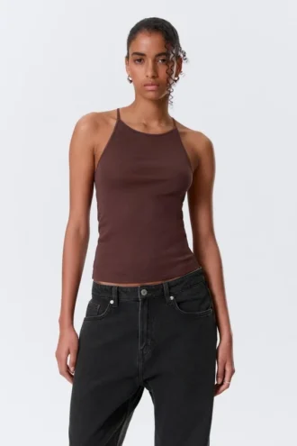 Slim Racerback Tank Top – Burgundy