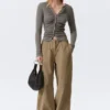 Slim Ruched Button-Front Cardigan – Dark Grey Slim Ruched Button-Front Cardigan – Dark Grey
