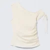 Slim Ruched Off-Shoulder Top – Off-White Slim Ruched Off-Shoulder Top – Off-White