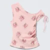 Slim Ruched Off-Shoulder Top – Pink – Floral Slim Ruched Off-Shoulder Top – Pink – Floral