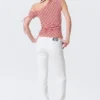 Slim Ruched Off-Shoulder Top – Red/White Stripe Slim Ruched Off-Shoulder Top – Red/White Stripe
