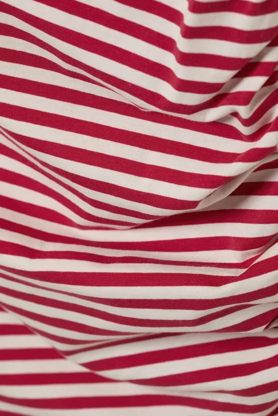 Slim Ruched Off-Shoulder Top – Red/White Stripe Slim Ruched Off-Shoulder Top – Red/White Stripe