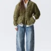 Slim Ruched Peplum Bomber Jacket – Khaki Green Slim Ruched Peplum Bomber Jacket – Khaki Green