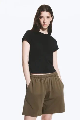 Slim Short-Sleeved Cotton T-Shirt – Black