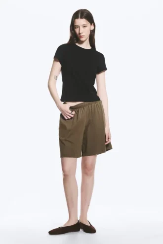 Slim Short-Sleeved Cotton T-Shirt – Black