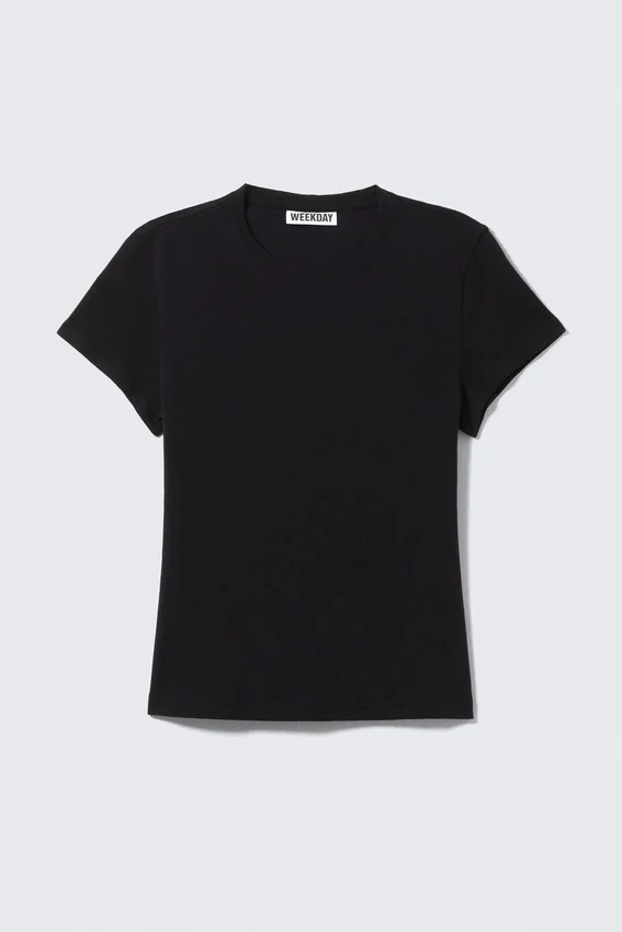 Slim Short-Sleeved Cotton T-Shirt – Black Slim Short-Sleeved Cotton T-Shirt – Black