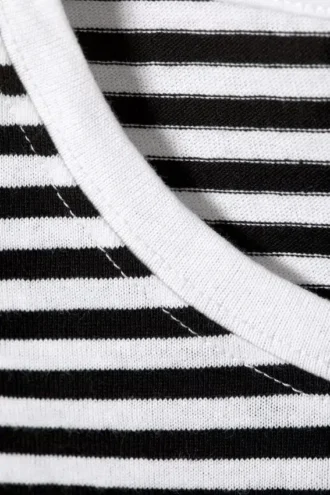 Slim Short-Sleeved Cotton T-Shirt – Black & White Stripe