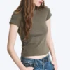 Slim Short-Sleeved Cotton T-Shirt – Dusty Khaki Green Slim Short-Sleeved Cotton T-Shirt – Dusty Khaki Green