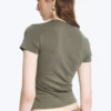 Slim Short-Sleeved Cotton T-Shirt – Dusty Khaki Green Slim Short-Sleeved Cotton T-Shirt – Dusty Khaki Green