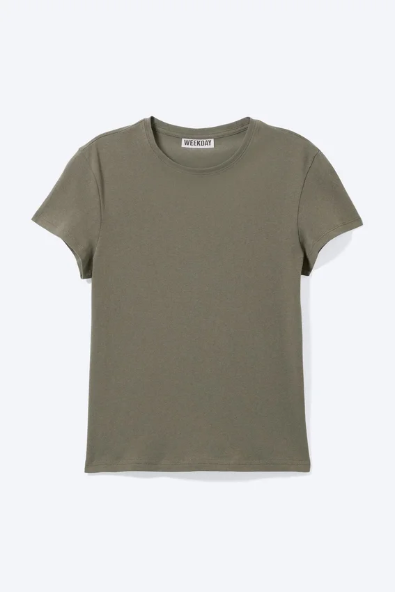 Slim Short-Sleeved Cotton T-Shirt – Dusty Khaki Green Slim Short-Sleeved Cotton T-Shirt – Dusty Khaki Green