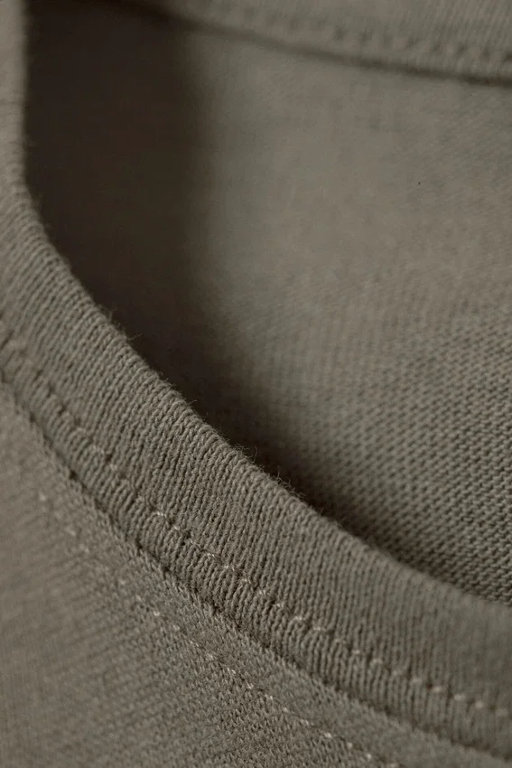 Slim Short-Sleeved Cotton T-Shirt – Dusty Khaki Green Slim Short-Sleeved Cotton T-Shirt – Dusty Khaki Green