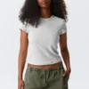 Slim Short-Sleeved Cotton T-Shirt – Grey Melange Slim Short-Sleeved Cotton T-Shirt – Grey Melange
