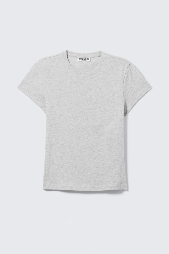 Slim Short-Sleeved Cotton T-Shirt – Grey Melange Slim Short-Sleeved Cotton T-Shirt – Grey Melange