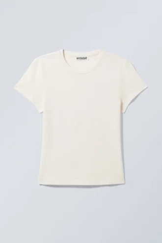 Slim Short-Sleeved Cotton T-Shirt – Off-White