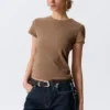 Slim Short-Sleeved Cotton T-Shirt – Washed Dark Beige Slim Short-Sleeved Cotton T-Shirt – Washed Dark Beige