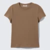 Slim Short-Sleeved Cotton T-Shirt – Washed Dark Beige Slim Short-Sleeved Cotton T-Shirt – Washed Dark Beige