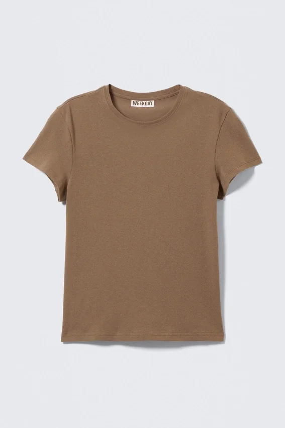 Slim Short-Sleeved Cotton T-Shirt – Washed Dark Beige Slim Short-Sleeved Cotton T-Shirt – Washed Dark Beige