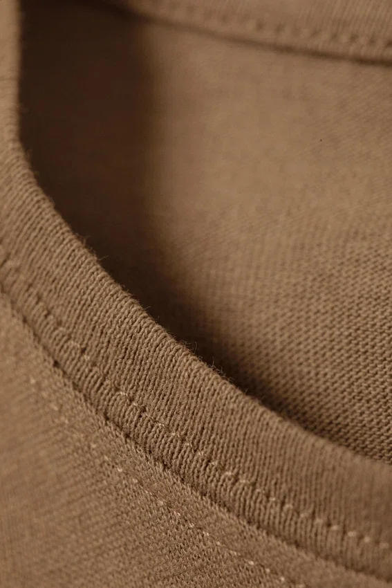 Slim Short-Sleeved Cotton T-Shirt – Washed Dark Beige Slim Short-Sleeved Cotton T-Shirt – Washed Dark Beige