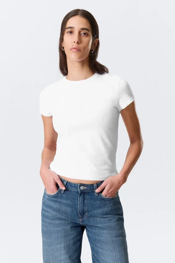 Slim Short-Sleeved Cotton T-Shirt – White Slim Short-Sleeved Cotton T-Shirt – White