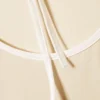 Slim Short-Sleeved Open-Back Top – Beige – White Binding Slim Short-Sleeved Open-Back Top – Beige – White Binding