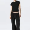 Slim Short-Sleeved V-Neck T-Shirt – Black Slim Short-Sleeved V-Neck T-Shirt – Black