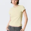 Slim Short-Sleeved V-Neck T-Shirt – Light Beige Slim Short-Sleeved V-Neck T-Shirt – Light Beige