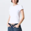 Slim Short-Sleeved V-Neck T-Shirt – White Slim Short-Sleeved V-Neck T-Shirt – White