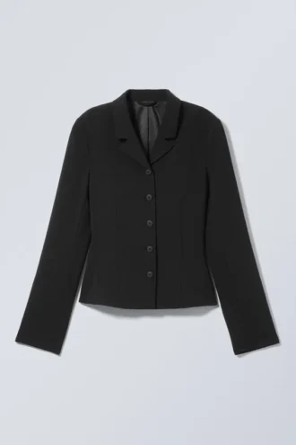 Slim Single-Breasted Blazer – Black