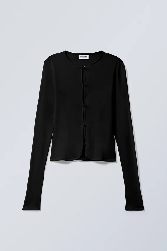 Slim Single-Breasted Cardigan – Black Slim Single-Breasted Cardigan – Black