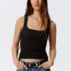 Slim Square Neck Ribbed Tank Top – Black Slim Square Neck Ribbed Tank Top – Black