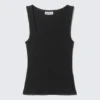 Slim Square Neck Ribbed Tank Top – Black Slim Square Neck Ribbed Tank Top – Black