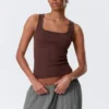 Slim Square Neck Ribbed Tank Top – Burgundy Slim Square Neck Ribbed Tank Top – Burgundy