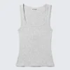 Slim Square Neck Ribbed Tank Top – Grey Melange Slim Square Neck Ribbed Tank Top – Grey Melange