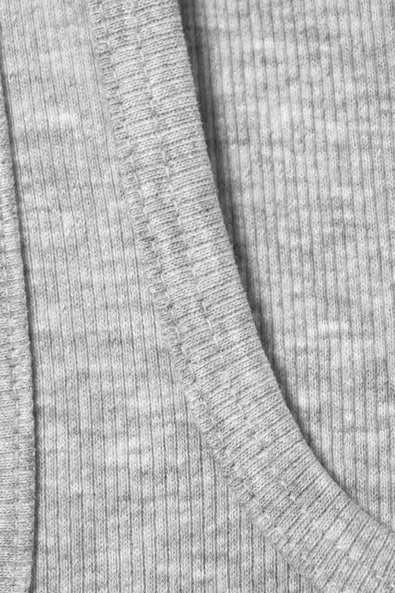 Slim Square Neck Ribbed Tank Top – Grey Melange Slim Square Neck Ribbed Tank Top – Grey Melange