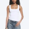 Slim Square Neck Ribbed Tank Top – White Slim Square Neck Ribbed Tank Top – White