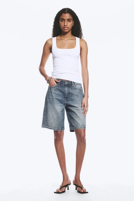 Slim Square Neck Ribbed Tank Top – White Slim Square Neck Ribbed Tank Top – White