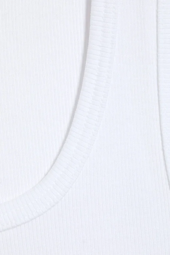 Slim Square Neck Ribbed Tank Top – White Slim Square Neck Ribbed Tank Top – White