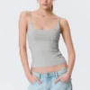 Slim Strap Tank Top – Grey Melange Slim Strap Tank Top – Grey Melange