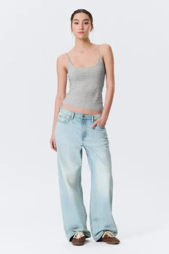 Slim Strap Tank Top – Grey Melange Slim Strap Tank Top – Grey Melange