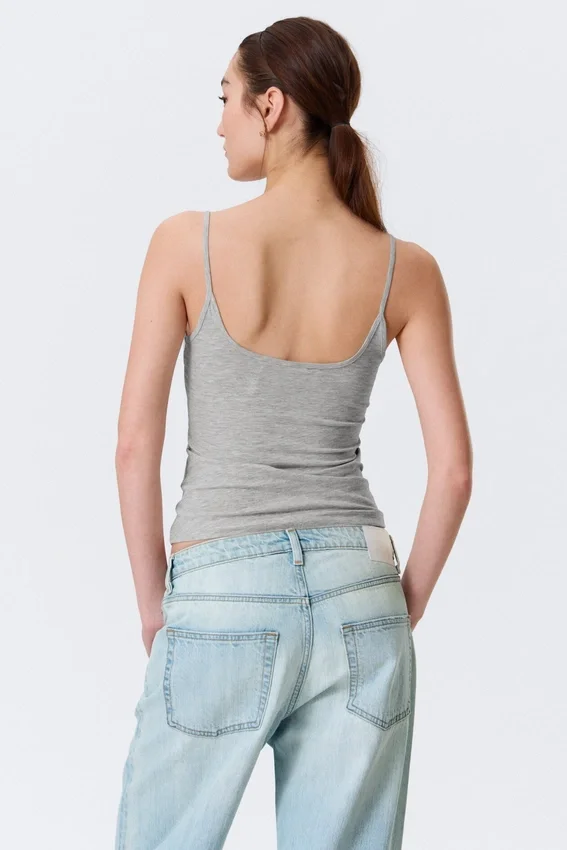 Slim Strap Tank Top – Grey Melange Slim Strap Tank Top – Grey Melange