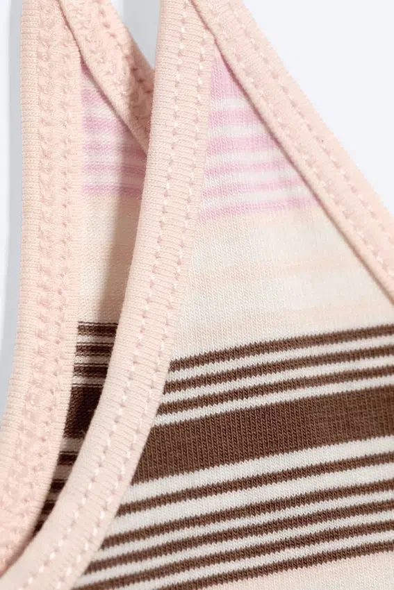 Slim Strap Tank Top – Pink/Brown Stripe Slim Strap Tank Top – Pink/Brown Stripe