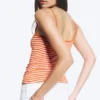 Slim Strap Tank Top – Striped Pink/Orange Slim Strap Tank Top – Striped Pink/Orange