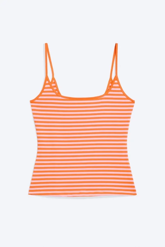 Slim Strap Tank Top – Striped Pink/Orange Slim Strap Tank Top – Striped Pink/Orange