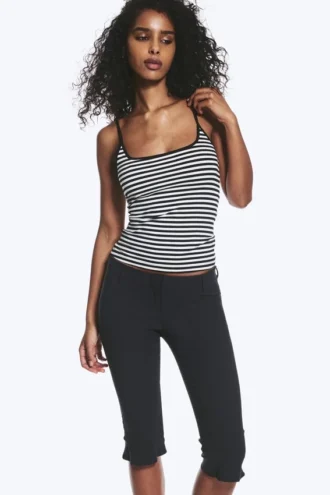 Slim Strap Tank Top – White & Black Stripes Slim Strap Tank Top – White & Black Stripes