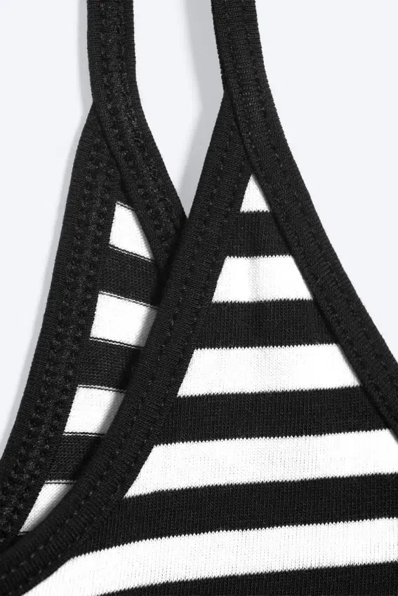 Slim Strap Tank Top – White & Black Stripes Slim Strap Tank Top – White & Black Stripes