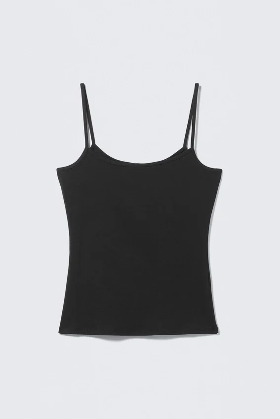 Slim Strappy Tank Top – Black Slim Strappy Tank Top – Black